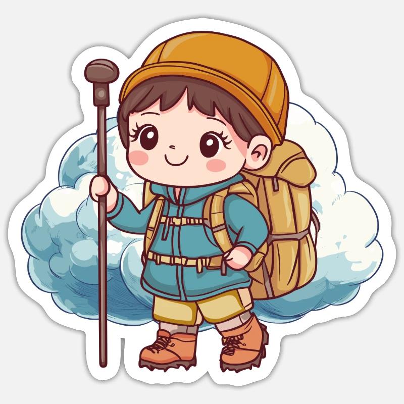 Wandern Wanderer Pilger - Sticker Größe S (10 x 10 cm) - Mattweiß