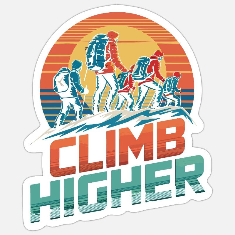 Erklimmen Sie höhere Retro-Wanderer - Sticker Größe S (10 x 10 cm) - Mattweiß