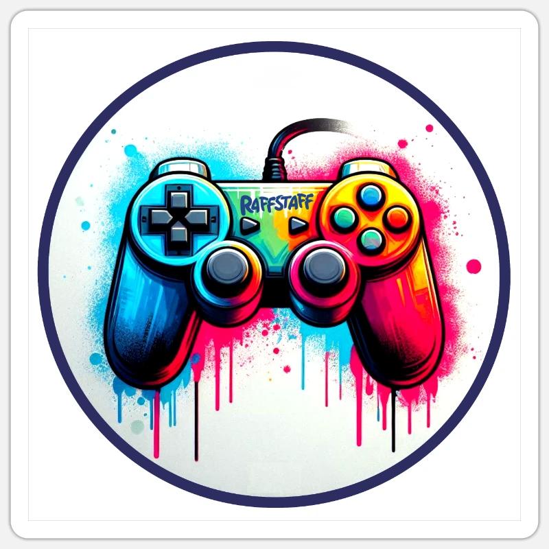 Gamer Gamepad Graffiti Controller - raffstaff ® - Sticker Größe S (10 x 10 cm) - Mattweiß