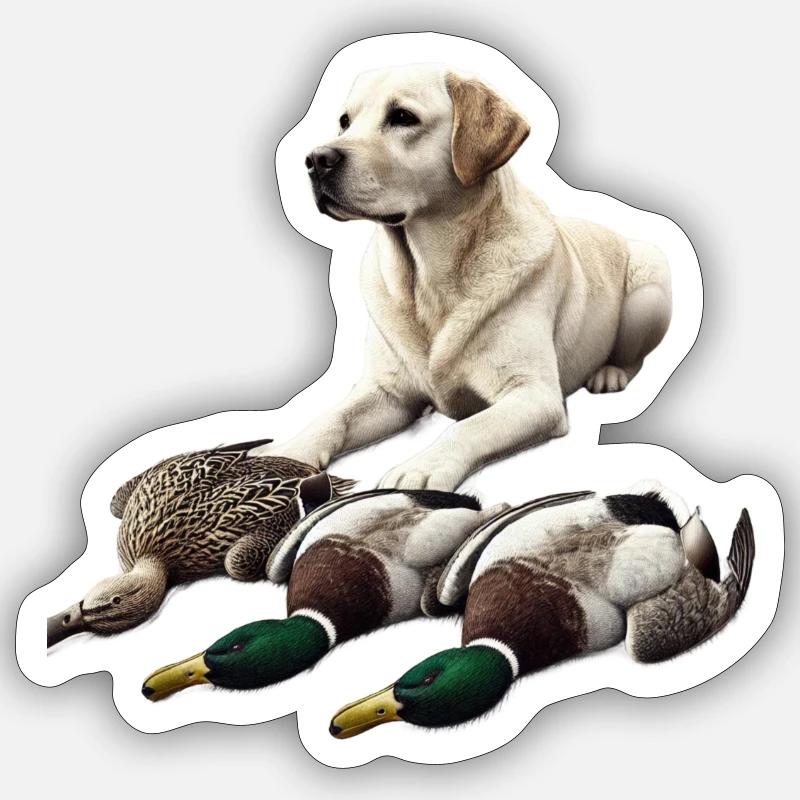 White Labrador Ducks 1 - Sticker Größe S (10 x 10 cm) - Mattweiß