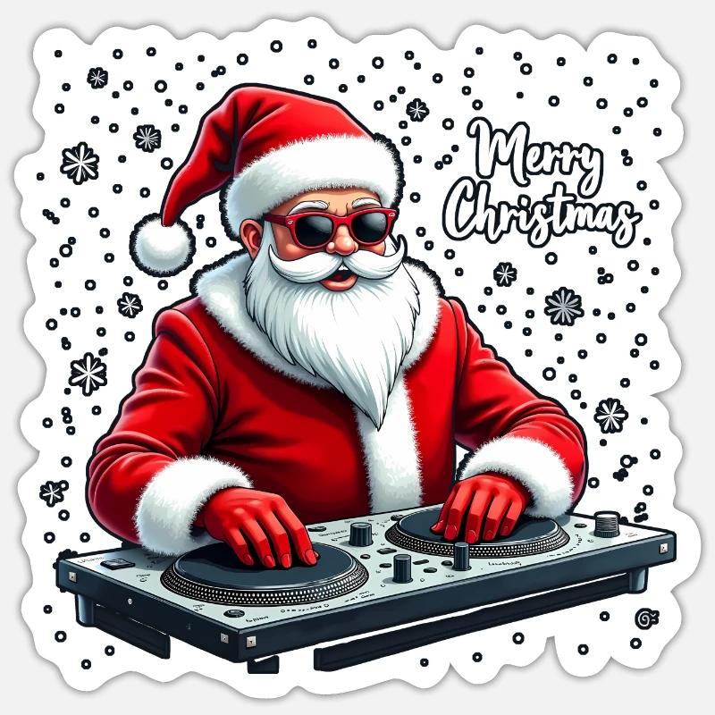 Père Noël DJ Weihnachtsmann Sticker taille S (10 x 10 cm)