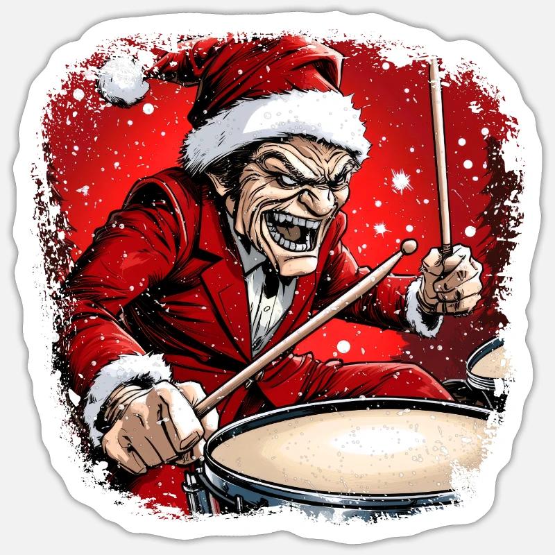 Drummer Christmas - Sticker size S (10 x 10 cm) - white matte