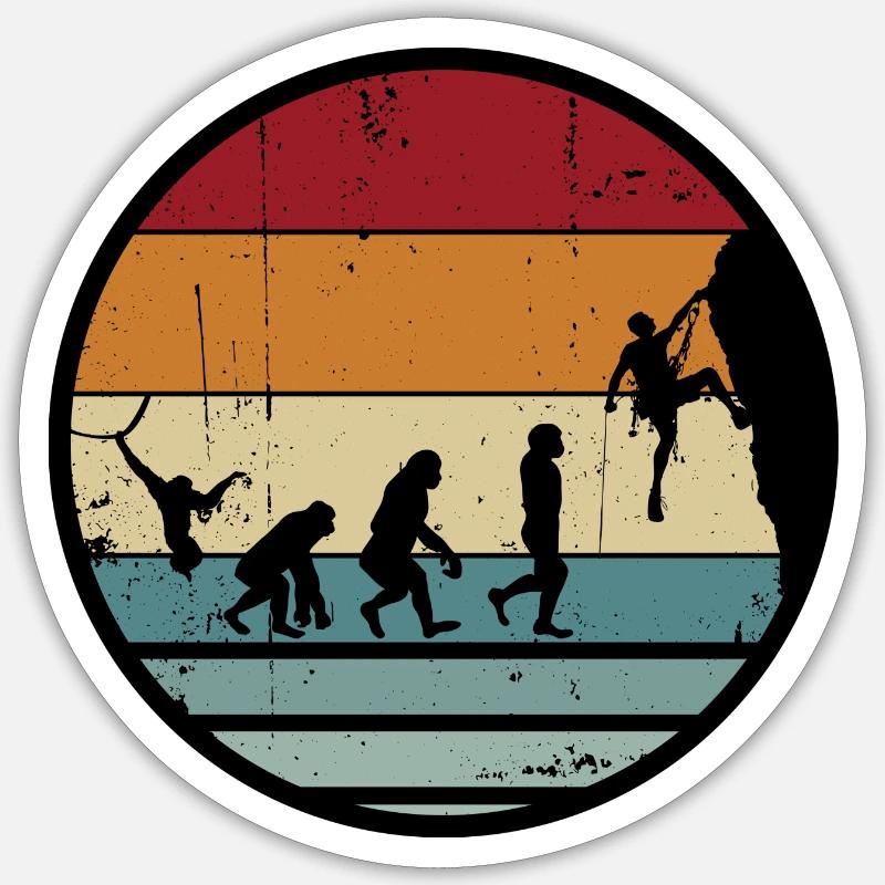 Evolution Climber Retro Kreis - Sticker Größe S (10 x 10 cm) - Mattweiß