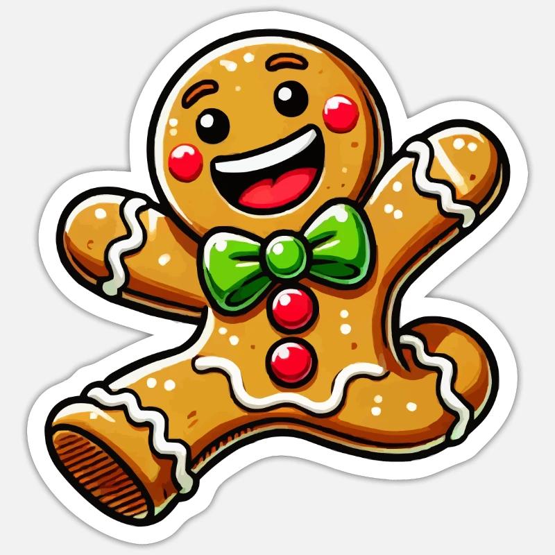 Gingerbread Man Cartoon Sticker size S (10 x 10 cm)
