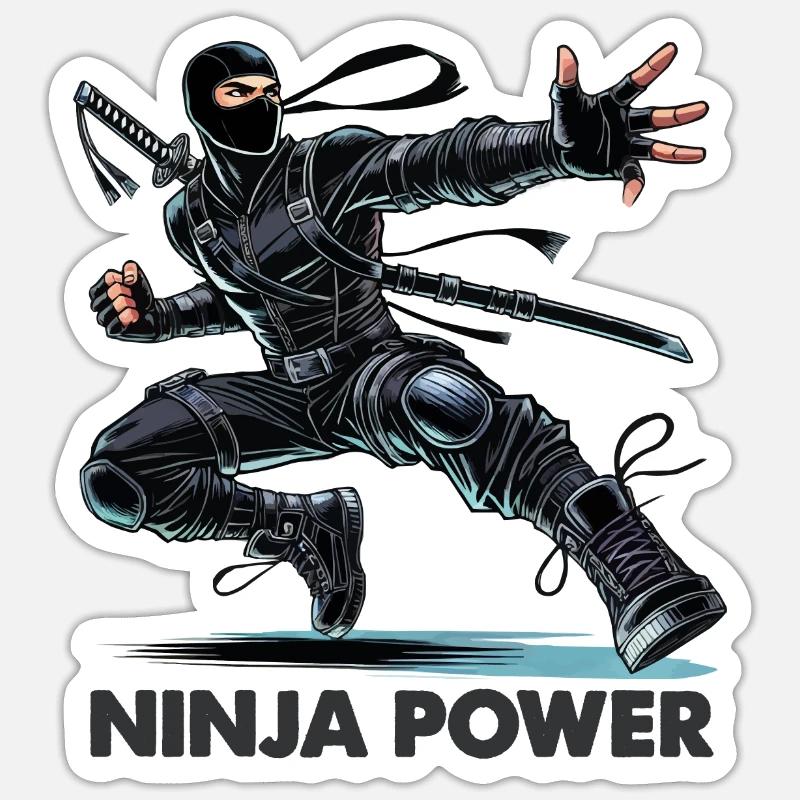 Puissance ninja - Sticker taille S (10 x 10 cm) - blanc mat