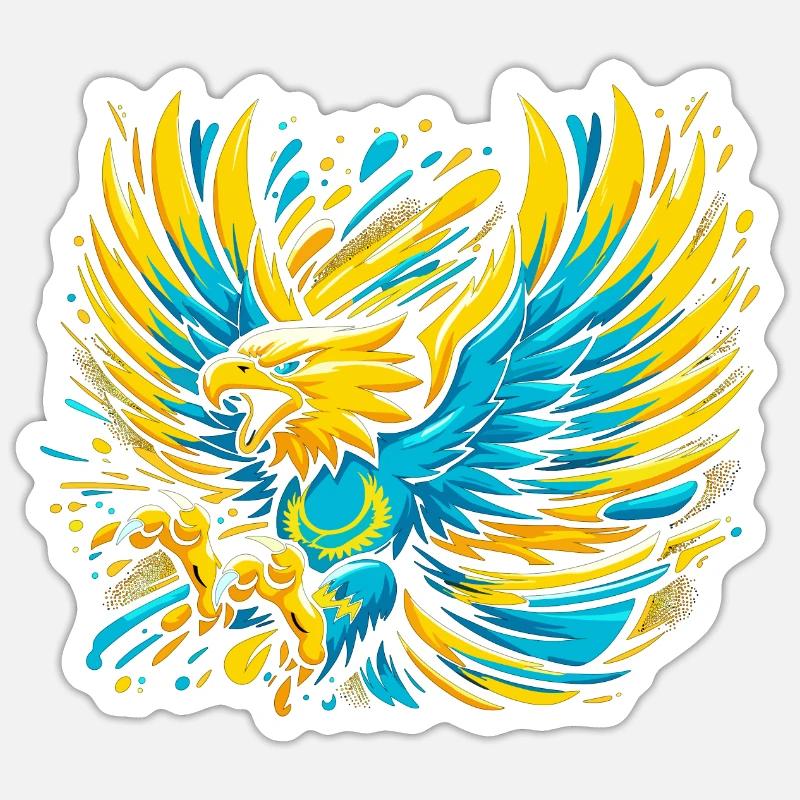 Kazakhstan aigle drapeau drapeau Cool Gift Sticker taille S (10 x 10 cm)