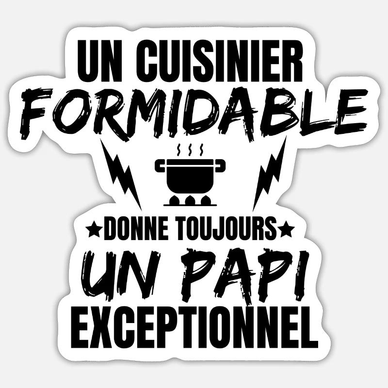 PAPI CUISINIER - Sticker taille S (10 x 10 cm) - blanc mat