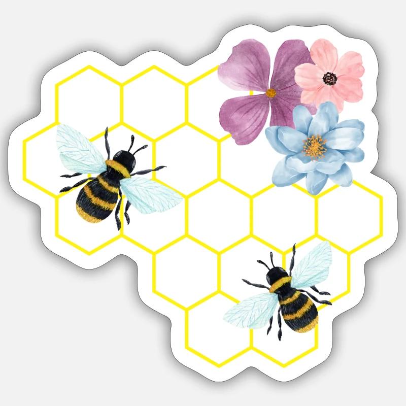 Bee - Sticker Größe S (10 x 10 cm) - Mattweiß