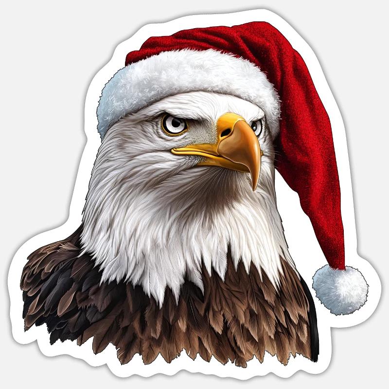 Eagle Christmas / Santa Claus Eagle - Sticker size S (10 x 10 cm) - white matte