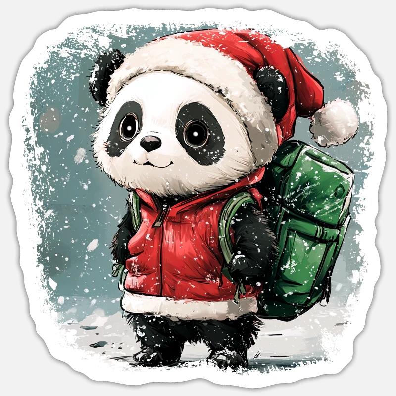 Pandas Christmas - Sticker Größe S (10 x 10 cm) - Mattweiß