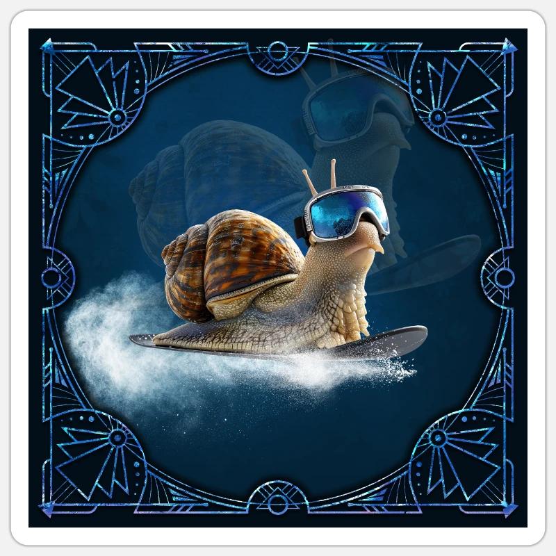 Plus cool que le reste, l’escargot de snowboard. - Sticker taille S (10 x 10 cm) - blanc mat