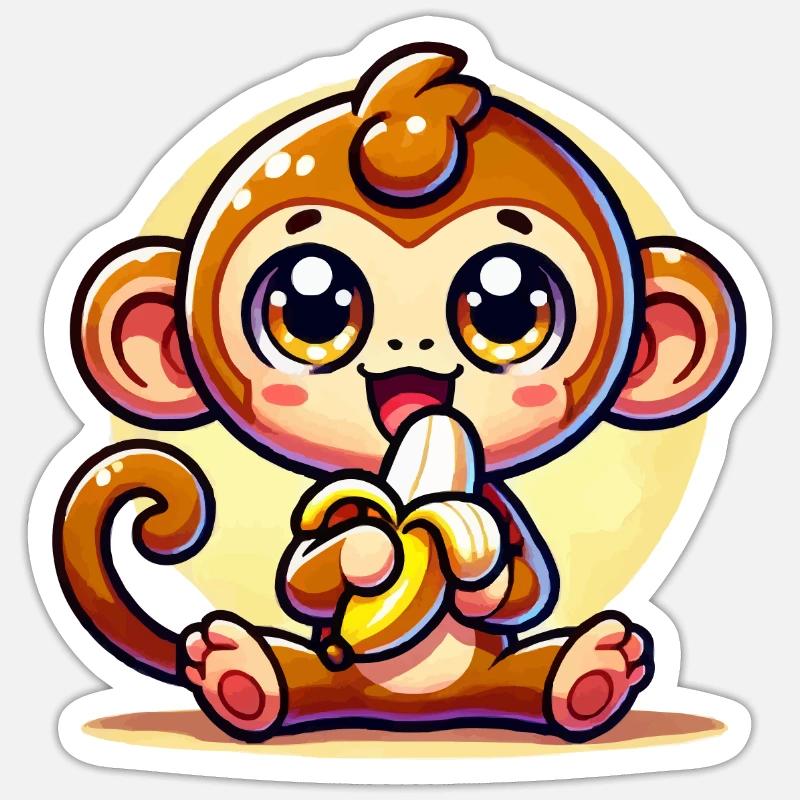 Affe - Sticker Größe S (10 x 10 cm) - Mattweiß