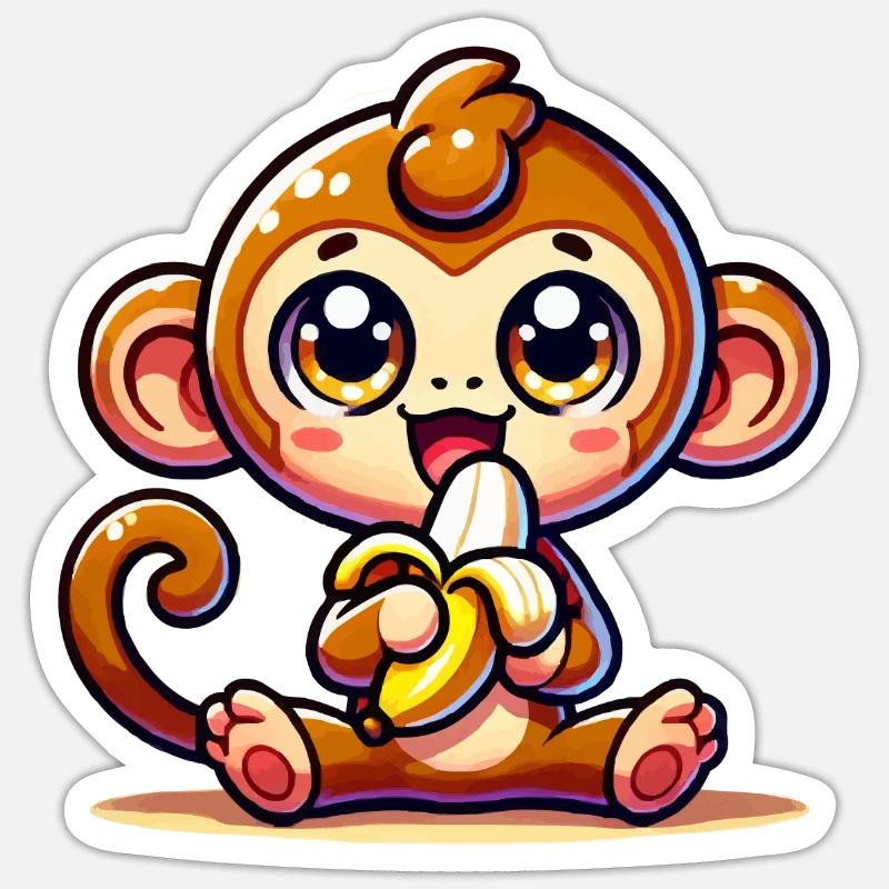 Affe Comic - Sticker Größe S (10 x 10 cm) - Mattweiß
