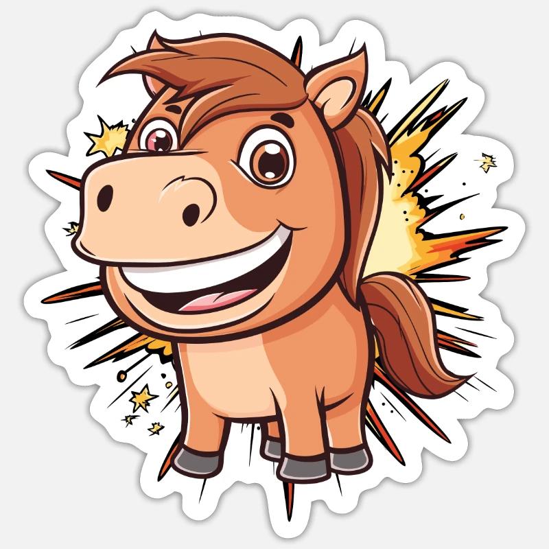Chevaux Tête de cheval - Sticker taille S (10 x 10 cm) - blanc mat