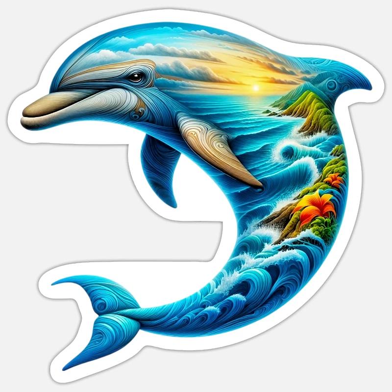 Delfin - Sticker Größe S (10 x 10 cm) - Mattweiß