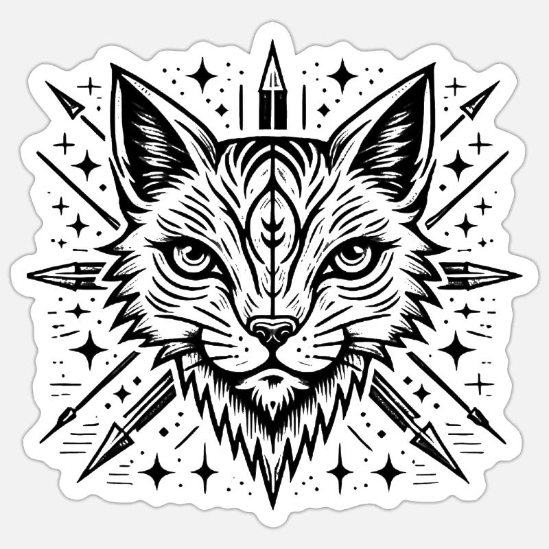 Fierce Double Wildcat Graphic Design - Sticker size S (10 x 10 cm) - white matte