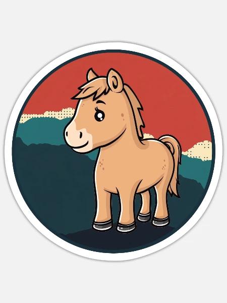 Ponyhof Pferd - Sticker Größe S (10 x 10 cm) - Mattweiß