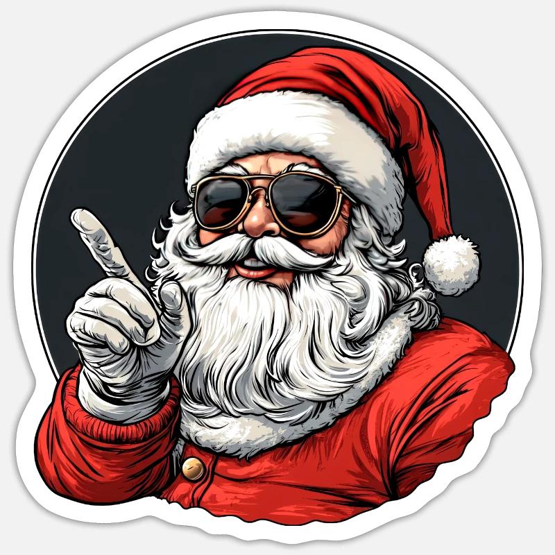Cooler Weihnachtsmann - Sticker Größe S (10 x 10 cm) - Mattweiß