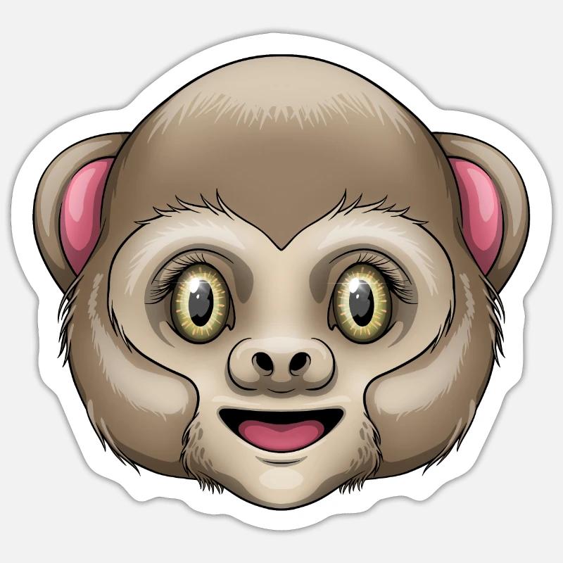 Visage de singe - Sticker taille S (10 x 10 cm) - blanc mat