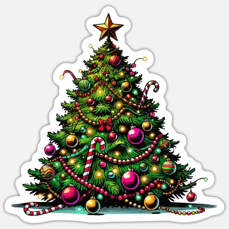 Weihnachtsbaum - Sticker Größe S (10 x 10 cm) - Mattweiß