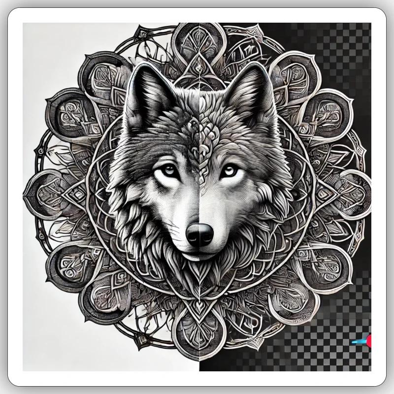 Wild wolf 3 - Sticker Größe S (10 x 10 cm) - Mattweiß