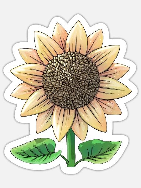 Sonnenblume - Sticker Größe S (10 x 10 cm) - Mattweiß