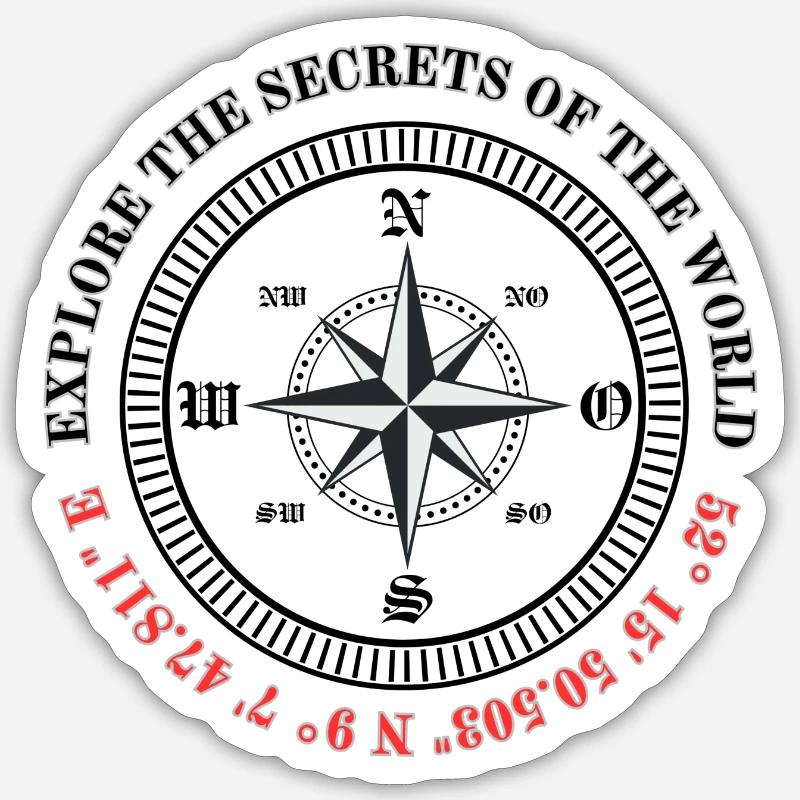 Windrose Explorer - Sticker Größe S (10 x 10 cm) - Mattweiß