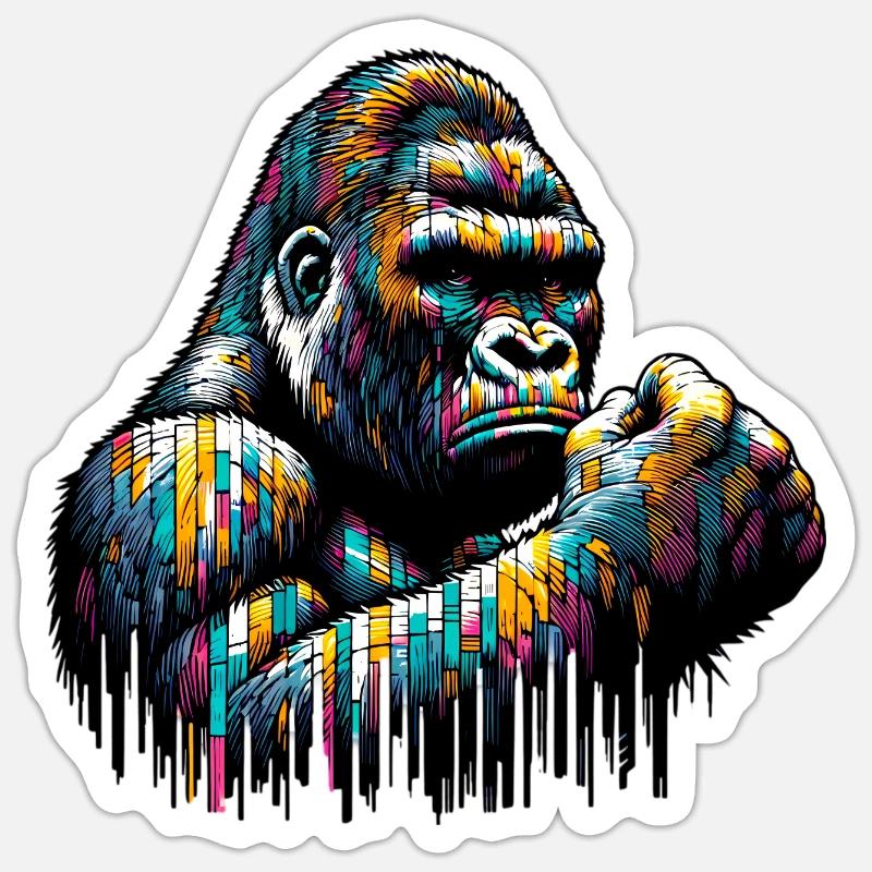 Gorilla - Sticker Größe S (10 x 10 cm) - Mattweiß