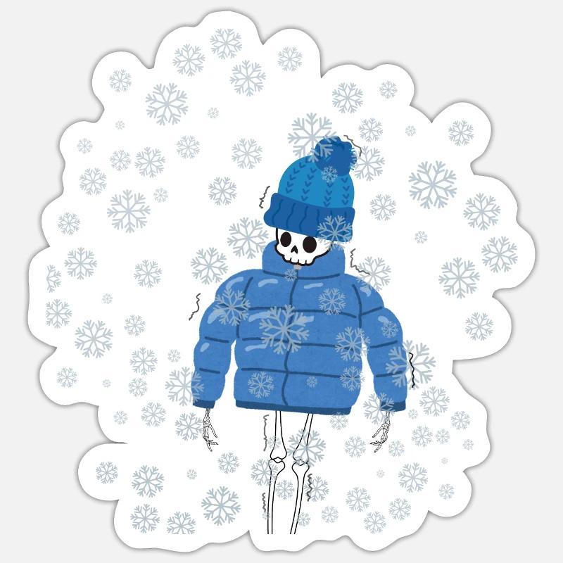 Way too cold skeleton - Sticker size S (10 x 10 cm) - white matte