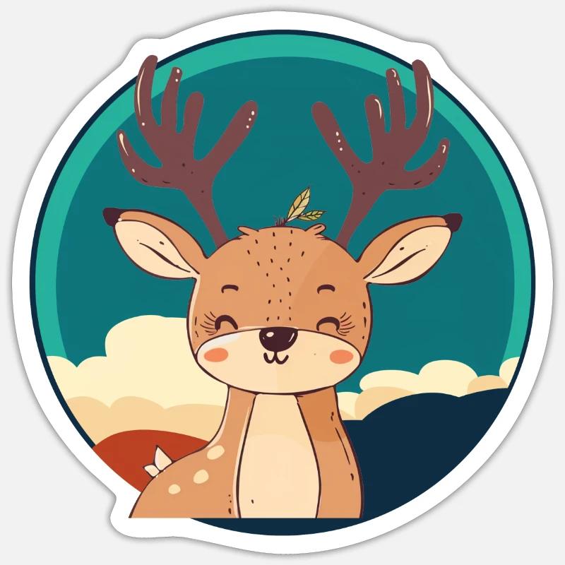 Hirschgeweih Hirschjagd - Sticker Größe S (10 x 10 cm) - Mattweiß