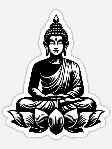 Ruhender Buddha Konzentration Yoga Meditation - Sticker Größe S (10 x 10 cm) - Mattweiß