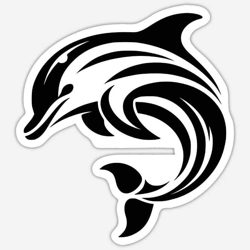 Elegant dynamic dolphin in leap - Sticker size S (10 x 10 cm) - white matte