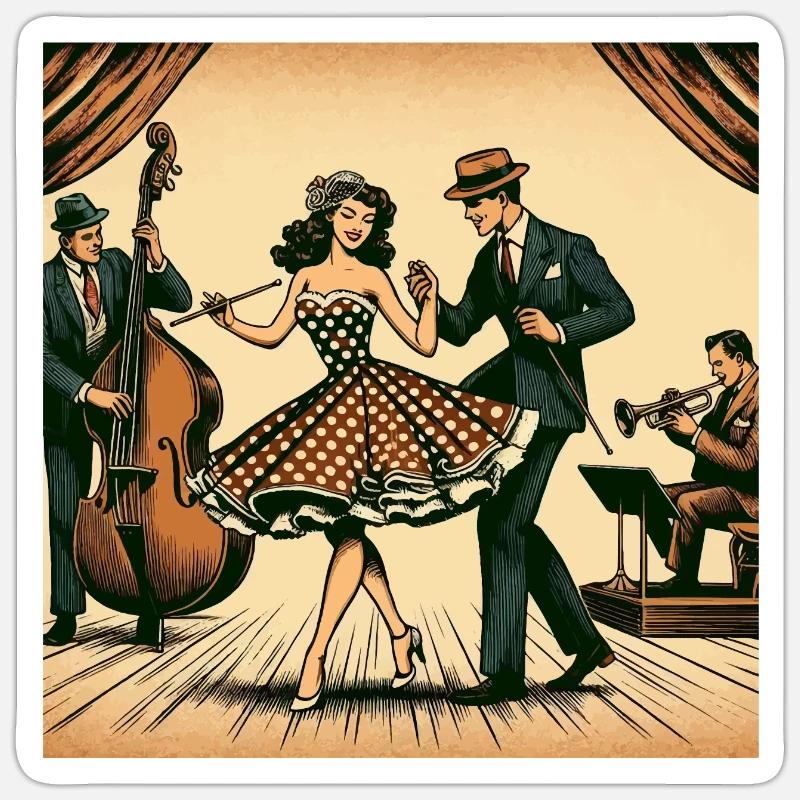 Retro dance performance Sticker size S (10 x 10 cm)
