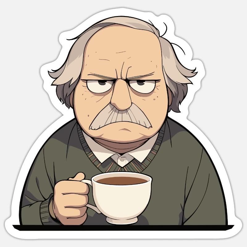 Papi cool avec un café Sticker taille S (10 x 10 cm)