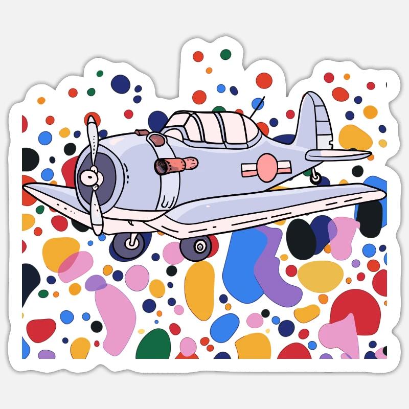 Airplane Flying Pilot - Sticker size S (10 x 10 cm) - white matte