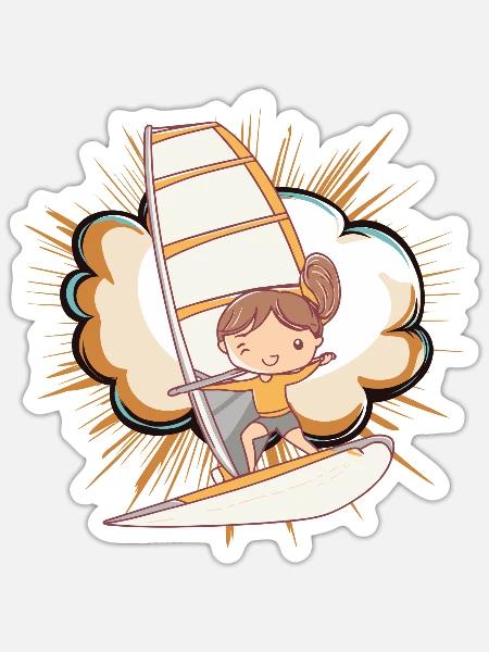 Windsurfen Windsurfing - Sticker Größe S (10 x 10 cm) - Mattweiß