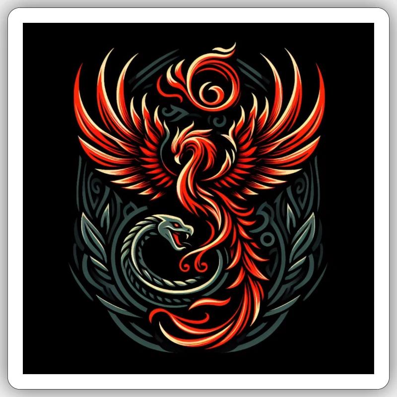 Phoenix & Dragon - Sticker size S (10 x 10 cm) - white matte