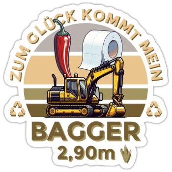Mein Bagger - Sticker Größe S (10 x 10 cm) - Mattweiß - Vorne