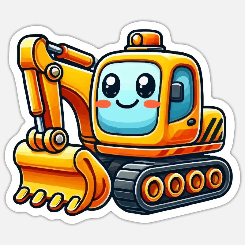 Bagger Comic - Sticker Größe S (10 x 10 cm) - Mattweiß