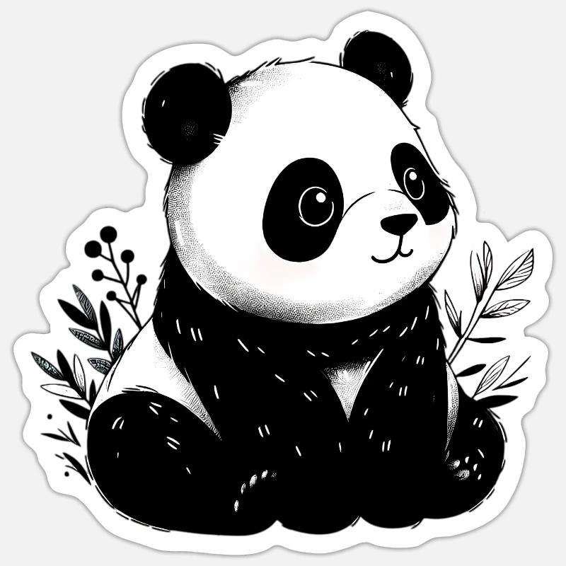 Panda - Sticker Größe S (10 x 10 cm) - Mattweiß