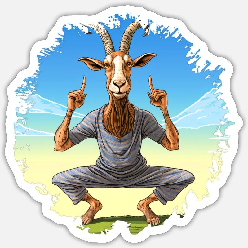 Yogi Capricorne - Sticker taille S (10 x 10 cm) - blanc mat