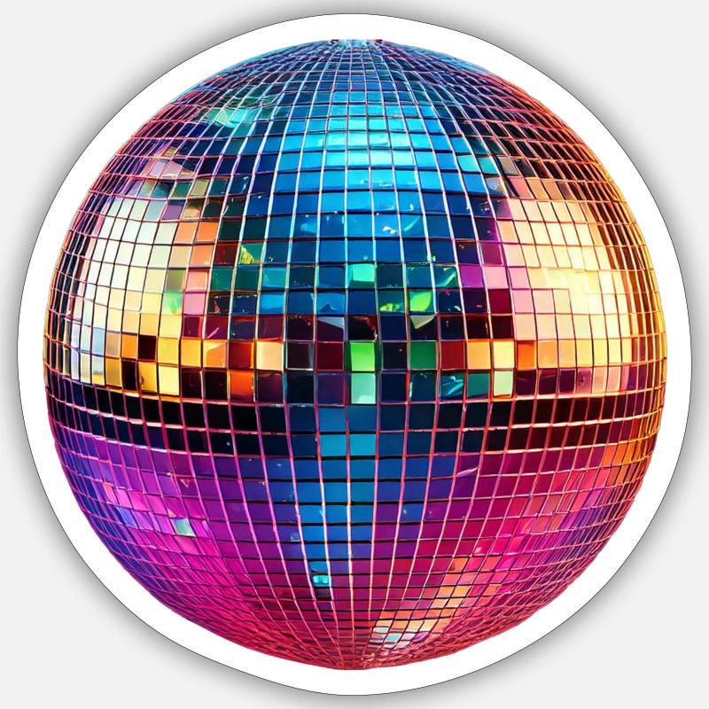 Bunte Diskokugel Sticker Größe S (10 x 10 cm)