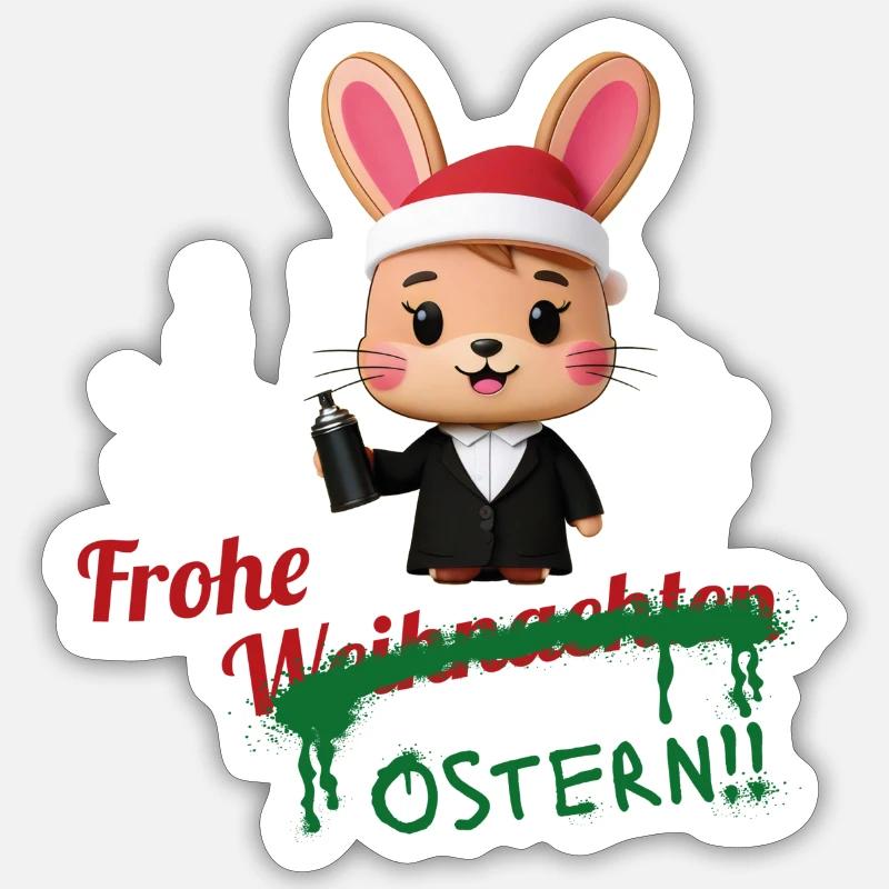 Frohe Weihnachten... oder Ostern? - Sticker Größe S (10 x 10 cm) - Mattweiß