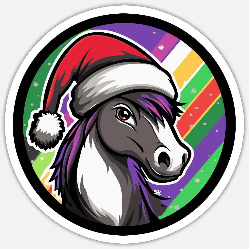 Cheval Noël Noël - Sticker taille S (10 x 10 cm) - blanc mat