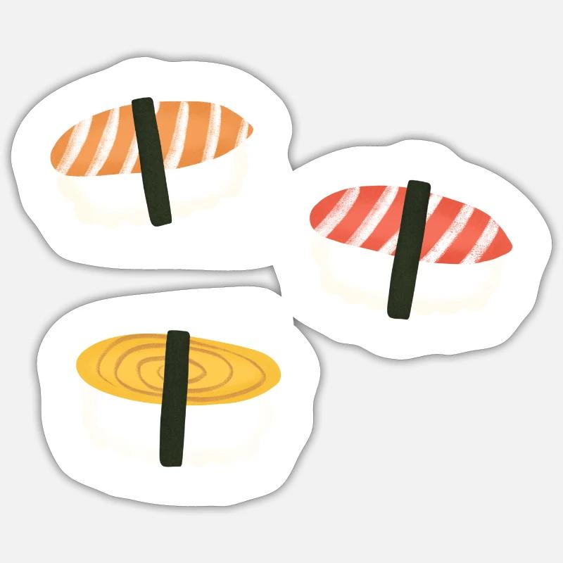 Sushi nigiri - Sticker taille S (10 x 10 cm) - blanc mat