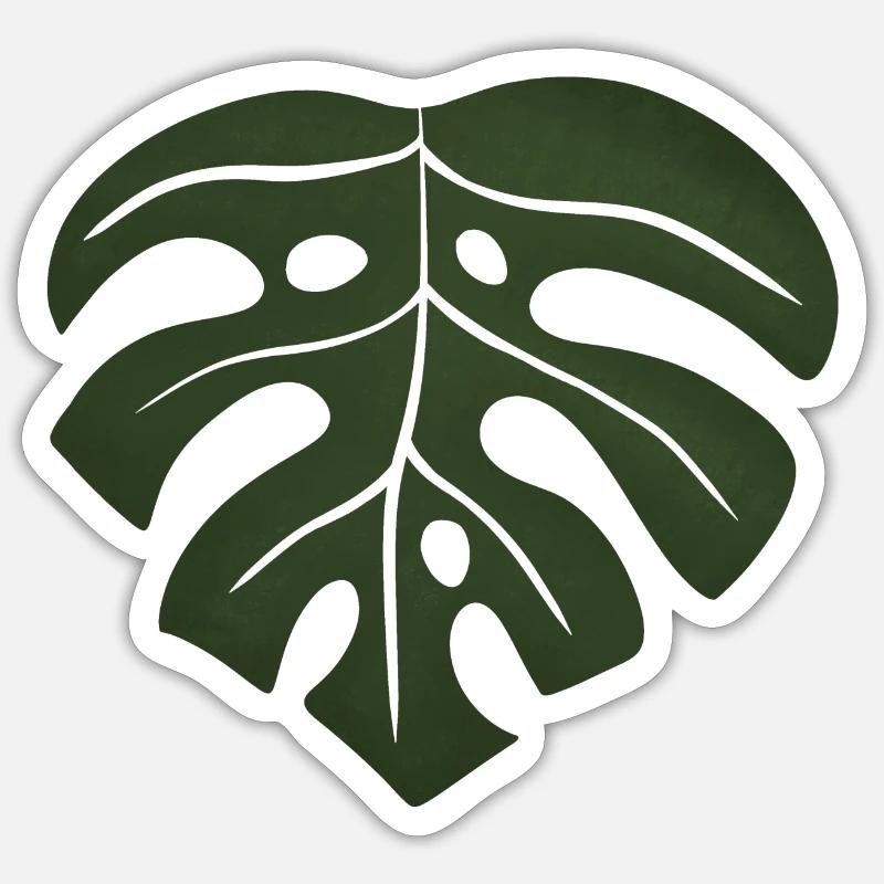 Feuille de monstera - Sticker taille S (10 x 10 cm) - blanc mat