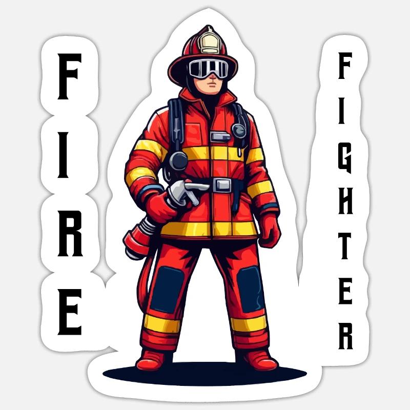 Pompier - Sticker taille S (10 x 10 cm) - blanc mat