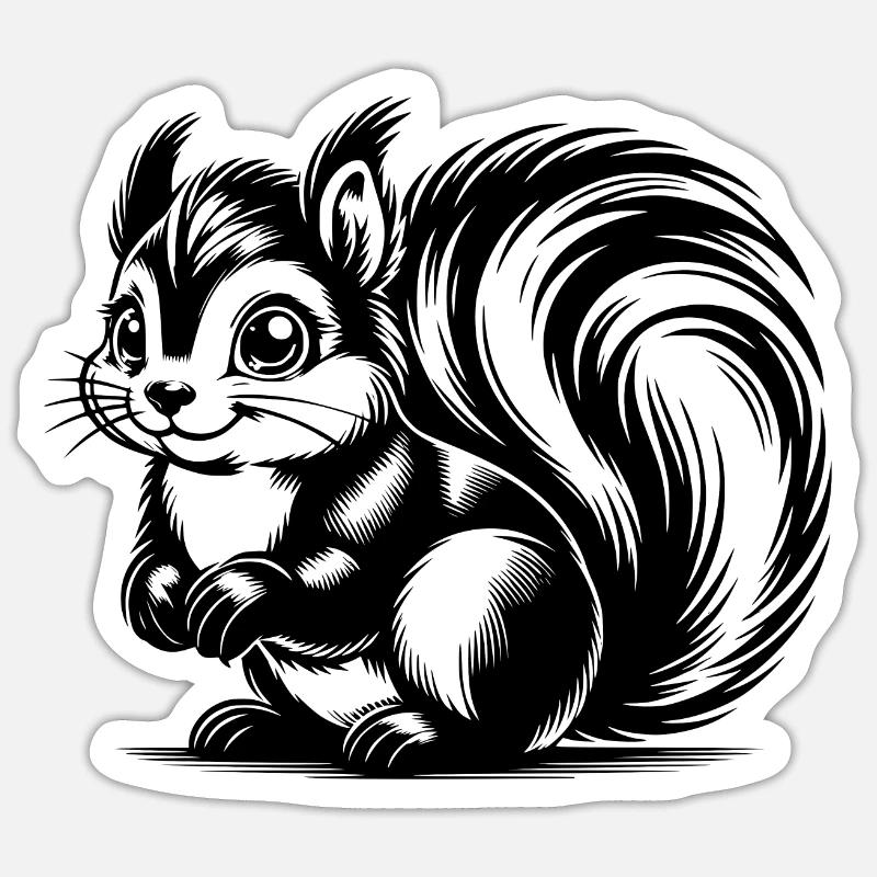 Mignon mignon écureuil Dessin - Sticker taille S (10 x 10 cm) - blanc mat