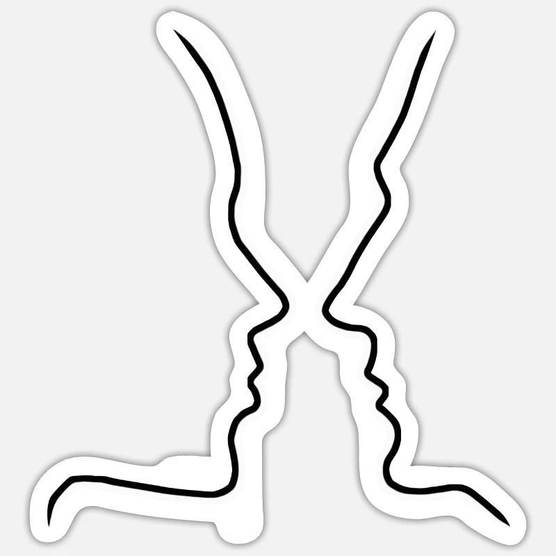 Two faces - Sticker size S (10 x 10 cm) - white matte