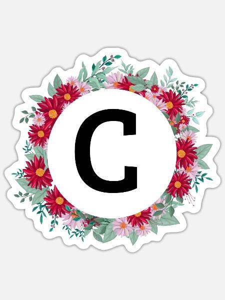 Buchstabe c Blumenkrone - Sticker Größe S (10 x 10 cm) - Mattweiß